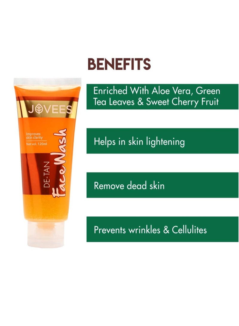 Jovees Herbal Face Care Combo | De-Tan Facewash 120ml, Scrub 100ml, face Pack 100g, Lotion 60ml | Tan Removal - Image 4